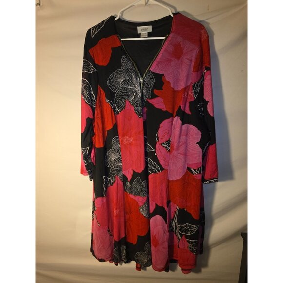 Avenue Studio Womens Plus Size 30W 32W 4X Flowy Floral Midi Dress Easy Fit - Picture 1 of 4
